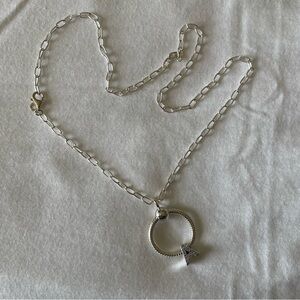 Pandora Moments Small O Pendant with A Charm and Chain